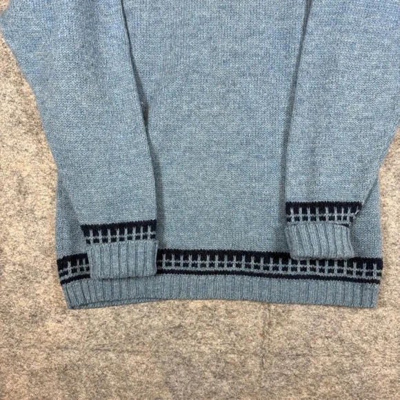 Merino Knitwear Blue Fair Isle Wool Sweater Nordic Pattern Denmark Fisherman - Picture 5 of 15